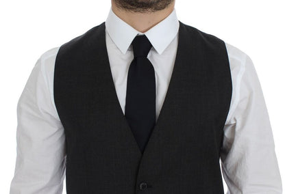 Dolce & Gabbana Elegant Gray Wool Formal Dress Vest - The Home of Luxury