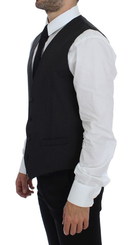 Dolce & Gabbana Elegant Gray Wool Formal Dress Vest - The Home of Luxury