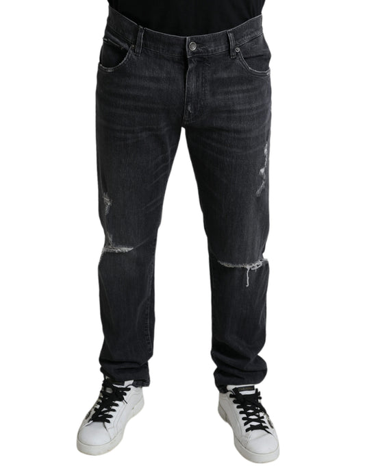 Dolce & Gabbana Elegant Slim Fit Tattered Denim Jeans