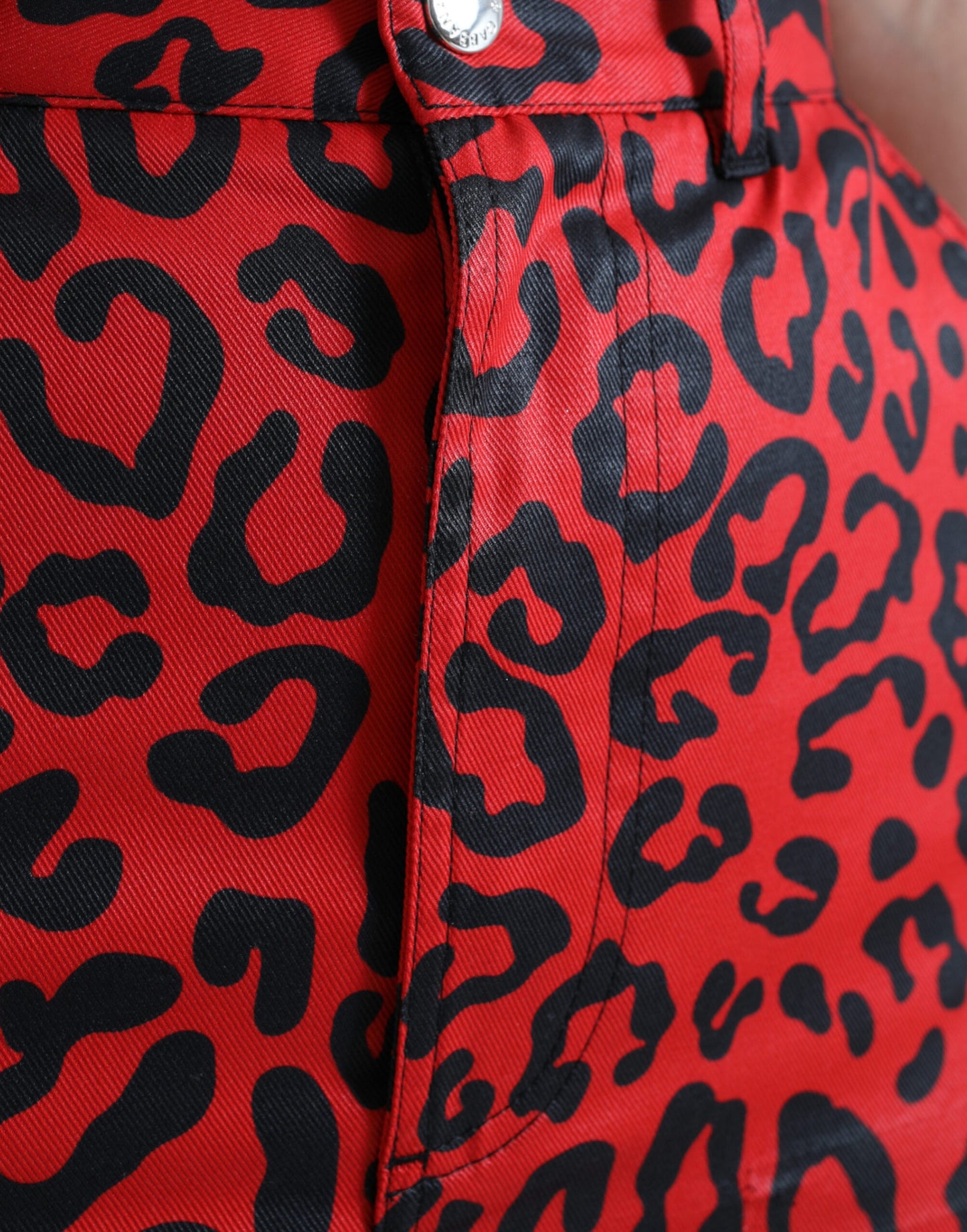 Dolce & Gabbana High Waist Red Leopard Mini Skirt