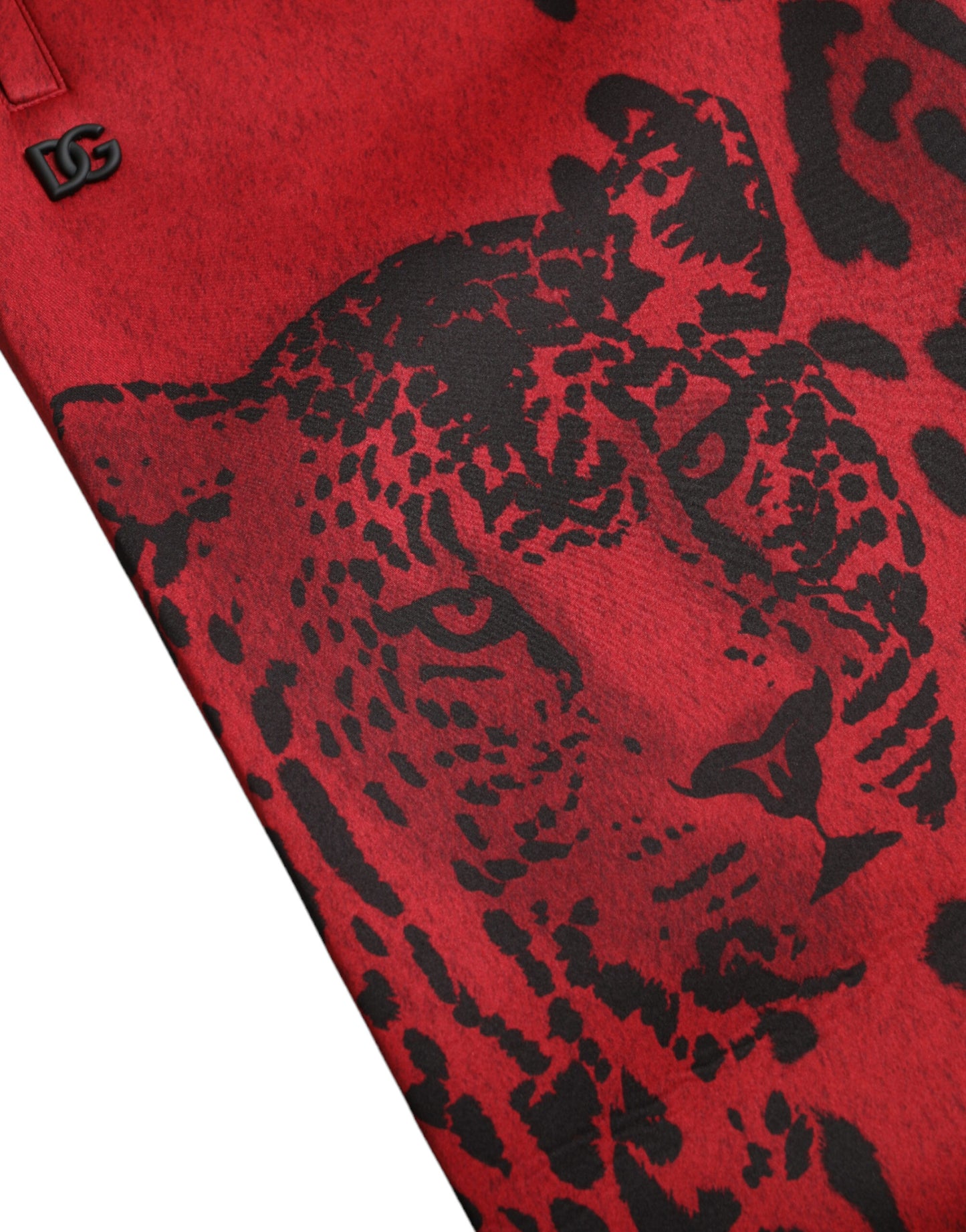 Dolce & Gabbana Elegant Leopard Print Joggers in Red and Black