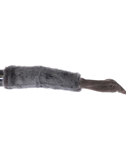 Dolce & Gabbana Elegant Gray Mink Fur Leather Elbow Gloves - The Home of Luxury