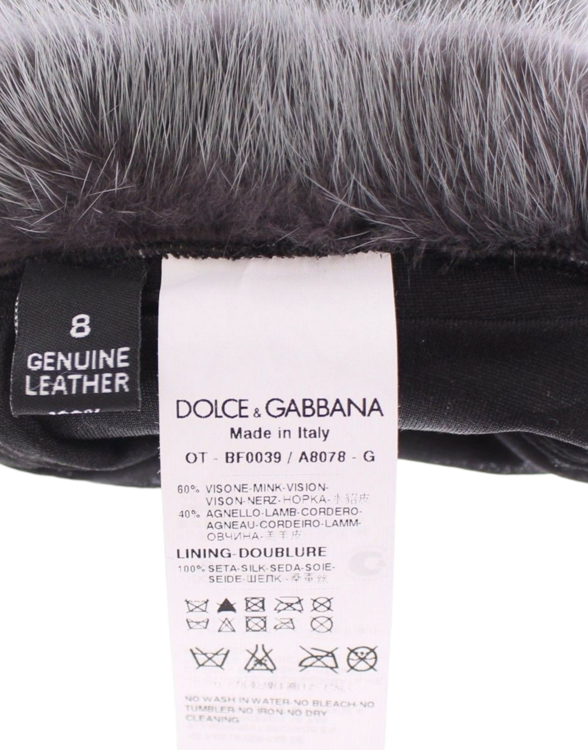 Dolce & Gabbana Elegant Gray Mink Fur Leather Elbow Gloves - The Home of Luxury