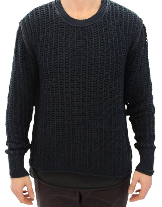 Dolce & Gabbana Elegant Blue and Black Layered Sweater - The Home of Luxury