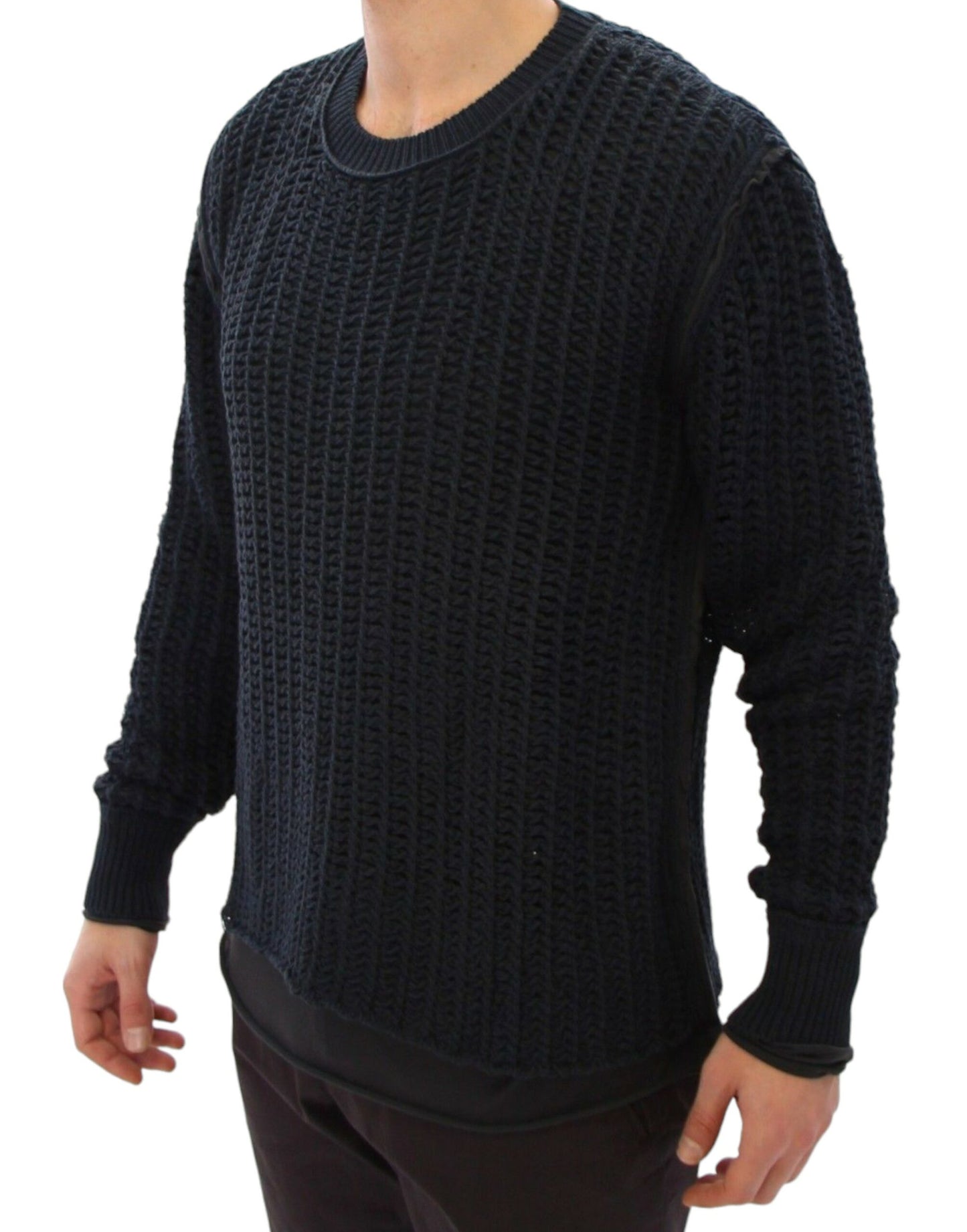 Dolce & Gabbana Elegant Blue and Black Layered Sweater - The Home of Luxury