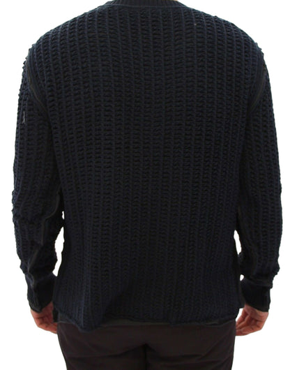 Dolce & Gabbana Elegant Blue and Black Layered Sweater - The Home of Luxury