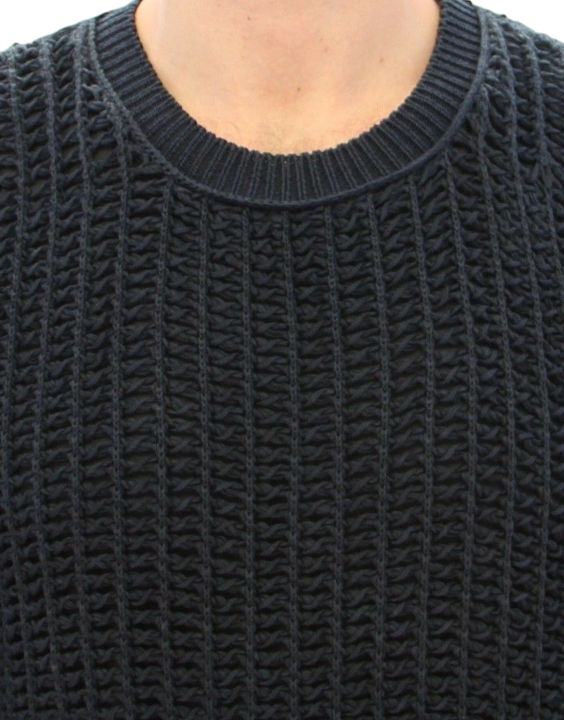 Dolce & Gabbana Elegant Blue and Black Layered Sweater - The Home of Luxury