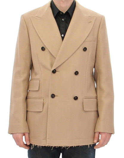 Dolce & Gabbana Elegant Beige Formal Wool Coat - The Home of Luxury