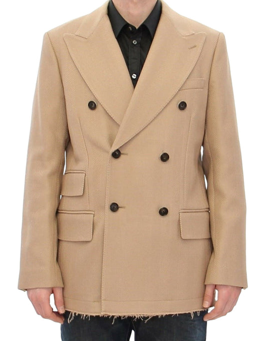 Dolce & Gabbana Elegant Beige Formal Wool Coat - The Home of Luxury