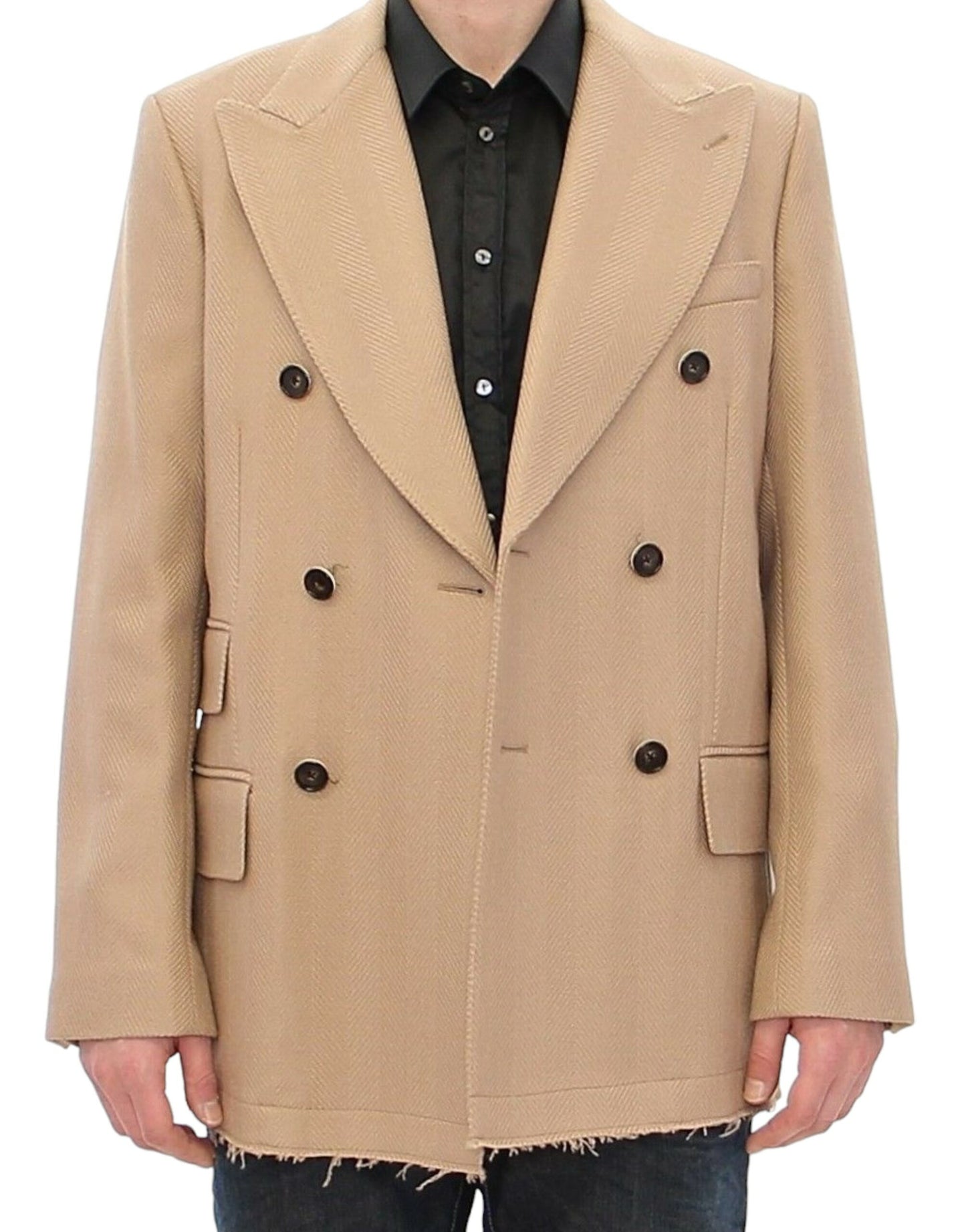 Dolce & Gabbana Elegant Beige Formal Wool Coat - The Home of Luxury