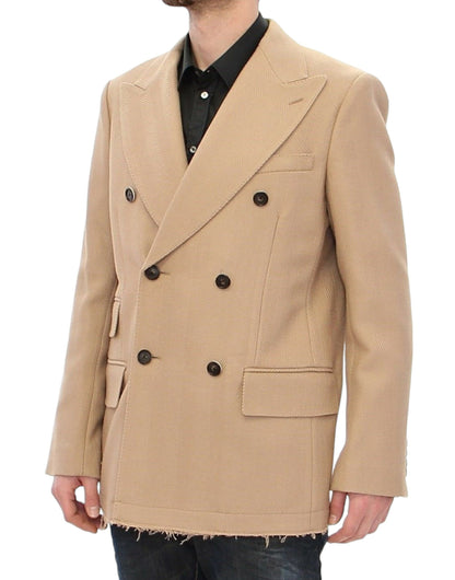 Dolce & Gabbana Elegant Beige Formal Wool Coat - The Home of Luxury