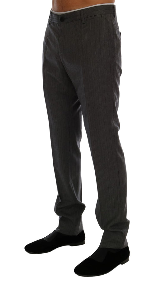 Dolce & Gabbana Elegant Gray Striped Wool Formal Trousers - The Home of Luxury