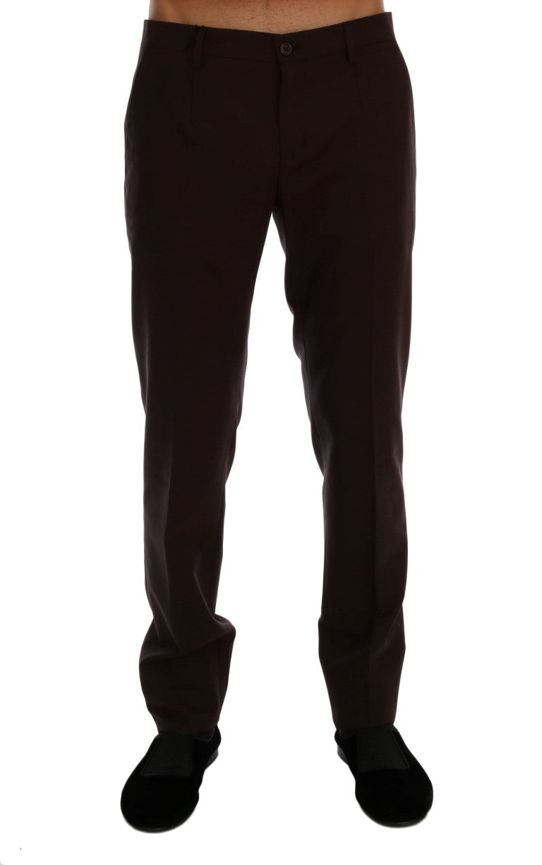 Dolce & Gabbana Elegant Slim Fit Formal Trousers in Purple - The Home of Luxury