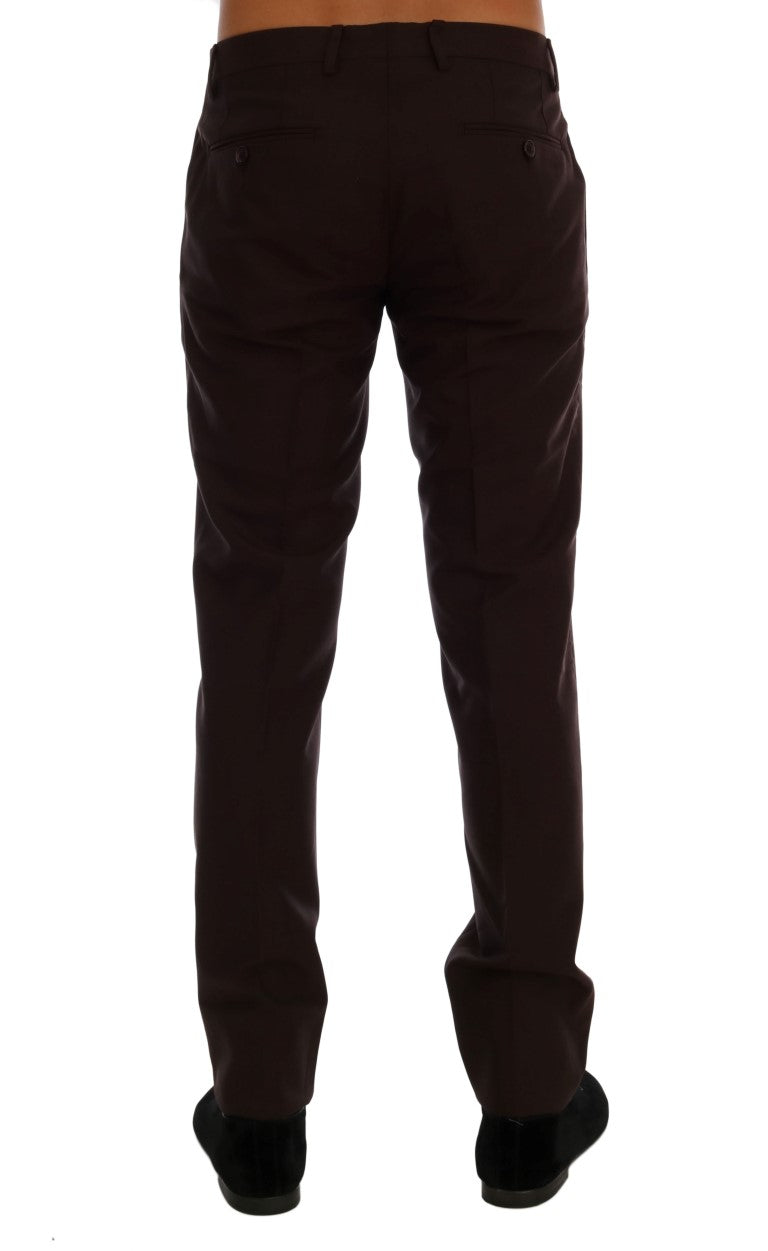 Dolce & Gabbana Elegant Slim Fit Formal Trousers in Purple - The Home of Luxury