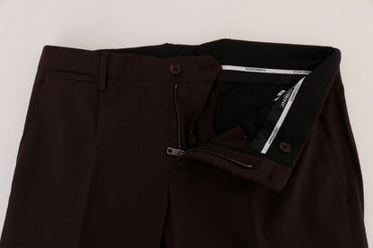 Dolce & Gabbana Elegant Slim Fit Formal Trousers in Purple - The Home of Luxury