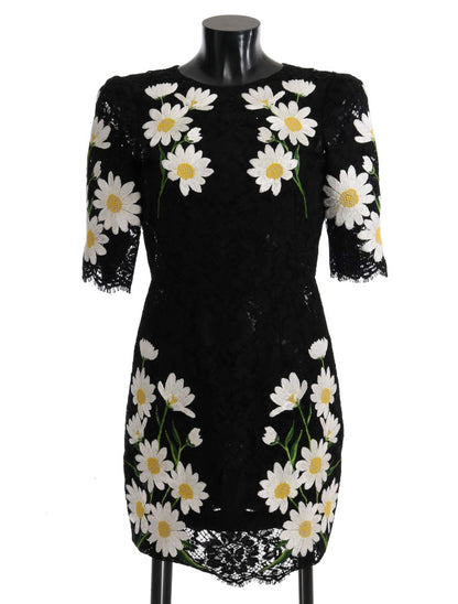 Dolce & Gabbana Black Floral Lace Chamomile Embroidered Dress - The Home of Luxury