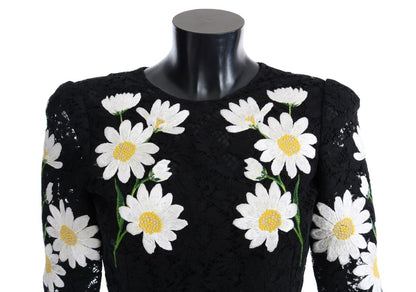 Dolce & Gabbana Black Floral Lace Chamomile Embroidered Dress - The Home of Luxury