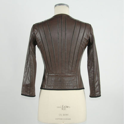 Emilio Romanelli Brown Leather Women Jacket