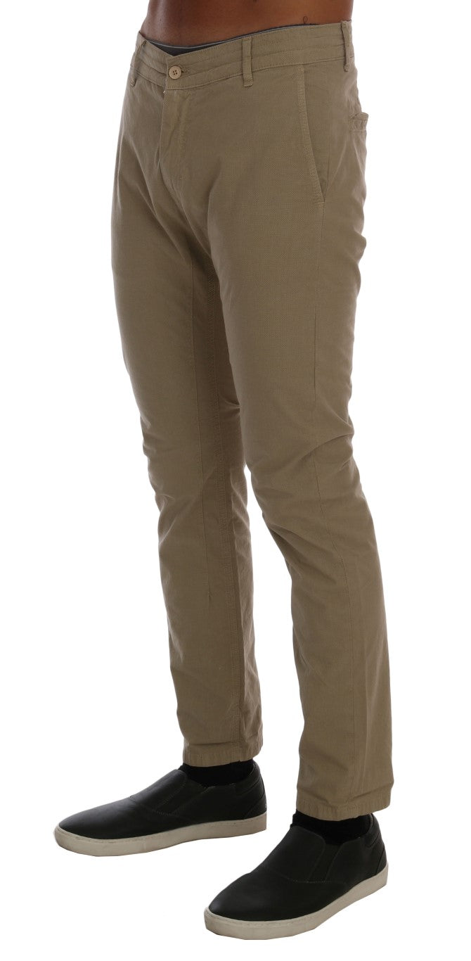 Daniele Alessandrini Beige Slim Fit Chinos for Sophisticated Style - The Home of Luxury