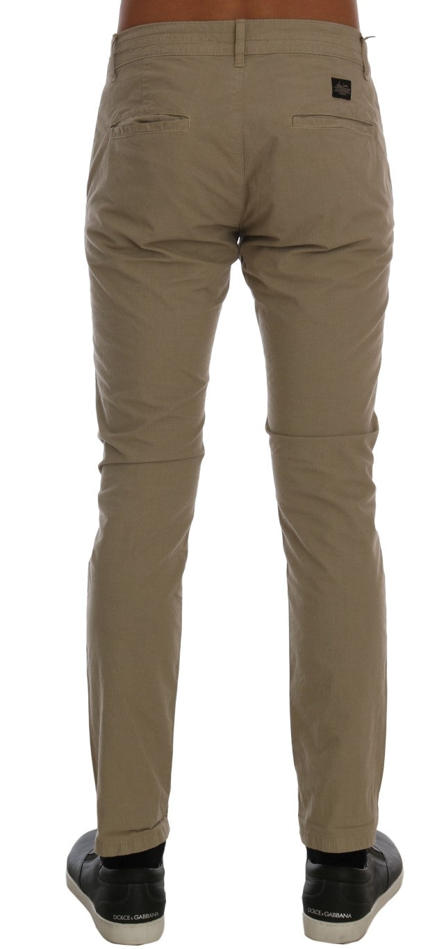 Daniele Alessandrini Beige Slim Fit Chinos for Sophisticated Style - The Home of Luxury