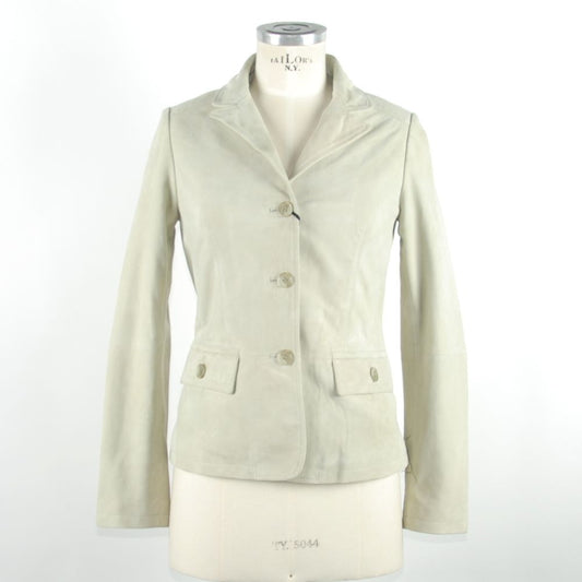 Emilio Romanelli "White Leather Women Jacket"