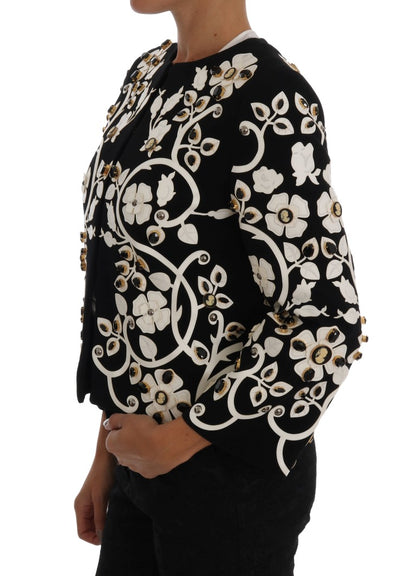 Dolce & Gabbana Floral Embroidered Crystal Wool Coat Jacket - The Home of Luxury