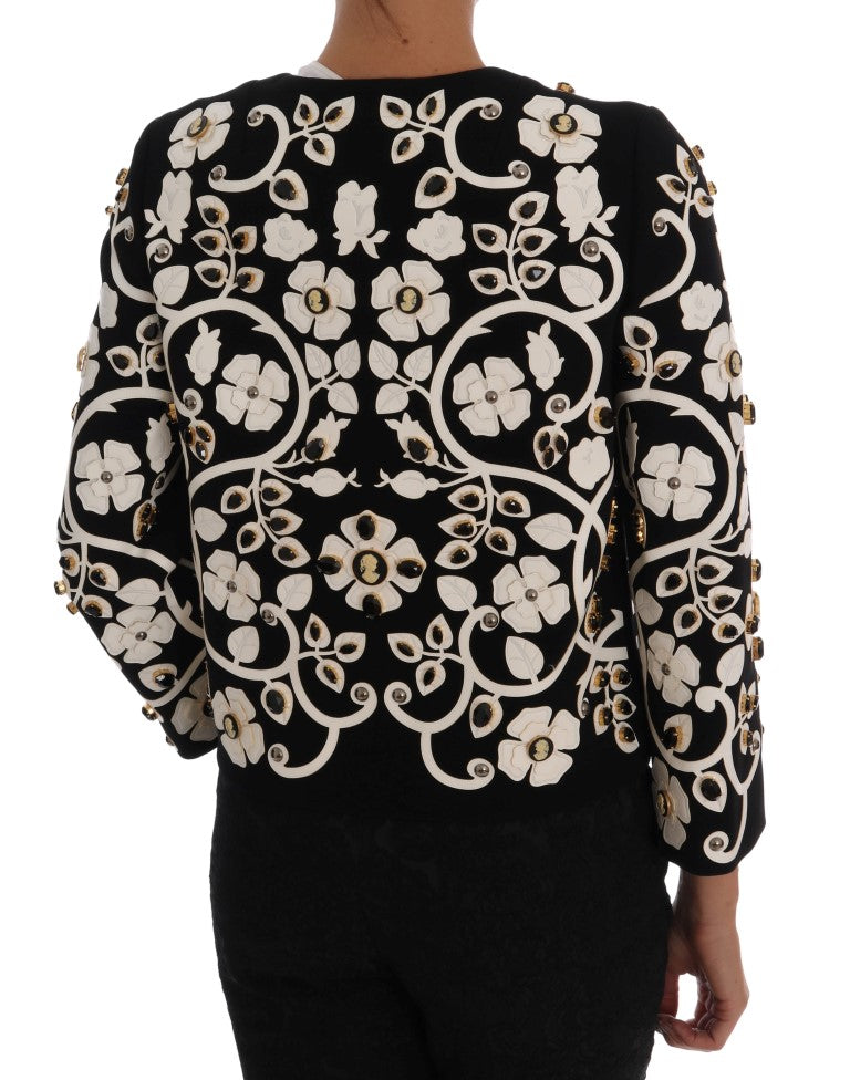 Dolce & Gabbana Floral Embroidered Crystal Wool Coat Jacket - The Home of Luxury