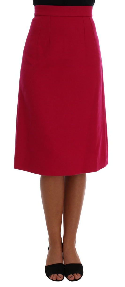 Dolce & Gabbana Elegant Pink Wool A-Line Knee-Length Skirt - The Home of Luxury