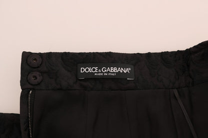 Dolce & Gabbana Elegant Black Floral Jacquard A-Line Skirt - The Home of Luxury