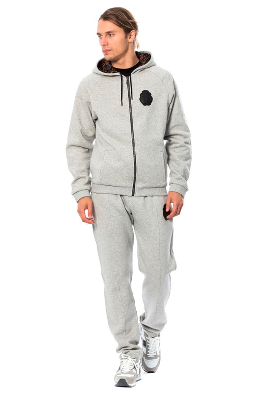 Billionaire Italian Couture Elegant Gray Hooded Cotton Sweatsuit - The Home of Luxury