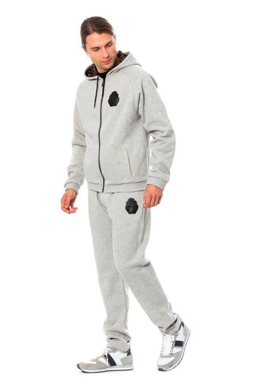 Billionaire Italian Couture Elegant Gray Hooded Cotton Sweatsuit - The Home of Luxury