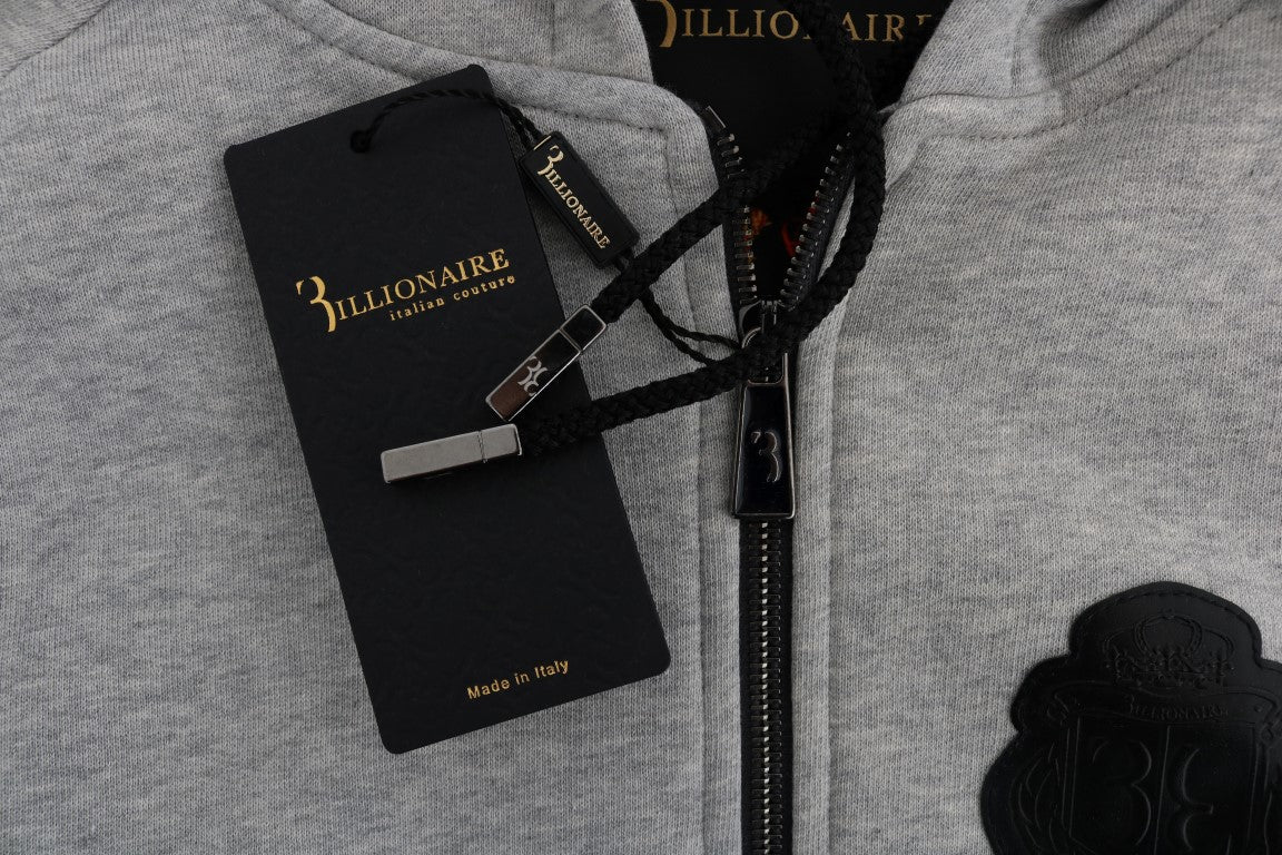 Billionaire Italian Couture Elegant Gray Hooded Cotton Sweatsuit - The Home of Luxury