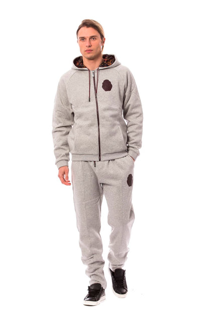 Billionaire Italian Couture Elegant Gray Cotton Sweatsuit Ensemble - The Home of Luxury