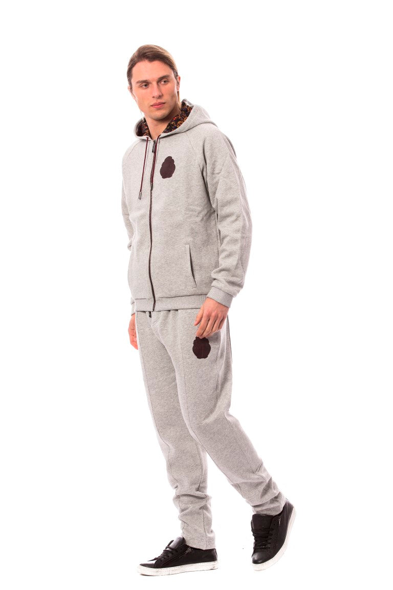 Billionaire Italian Couture Elegant Gray Cotton Sweatsuit Ensemble - The Home of Luxury