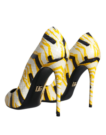 Dolce & Gabbana Multicolor Stripes Leather High Heels Pumps Shoes