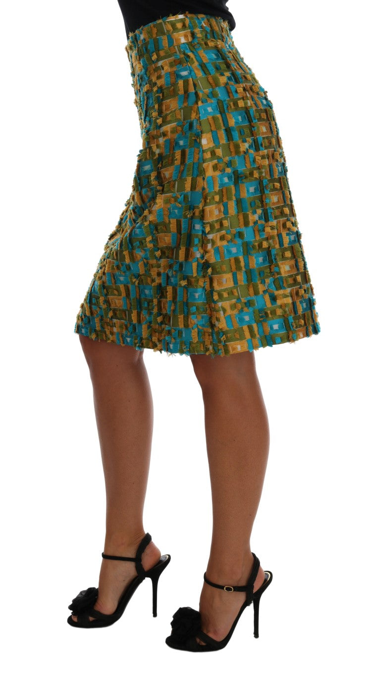 Dolce & Gabbana Elegant Green Jacquard High Waist Skirt - The Home of Luxury