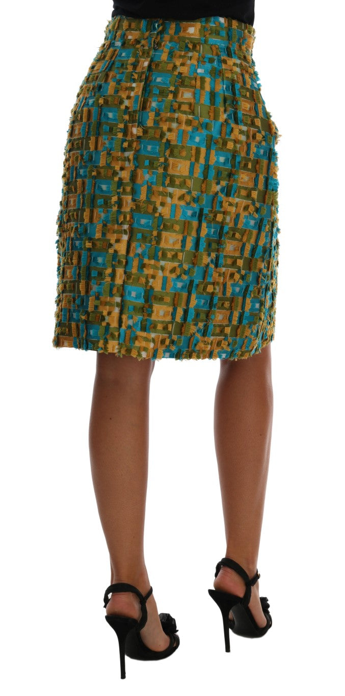 Dolce & Gabbana Elegant Green Jacquard High Waist Skirt - The Home of Luxury