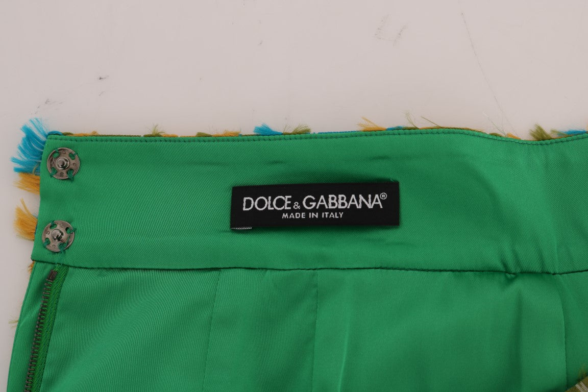 Dolce & Gabbana Elegant Green Jacquard High Waist Skirt - The Home of Luxury