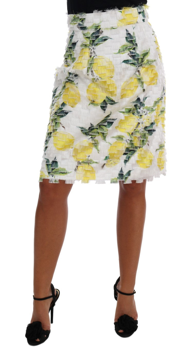 Dolce & Gabbana Lemon Print Fringe Pencil Skirt - The Home of Luxury