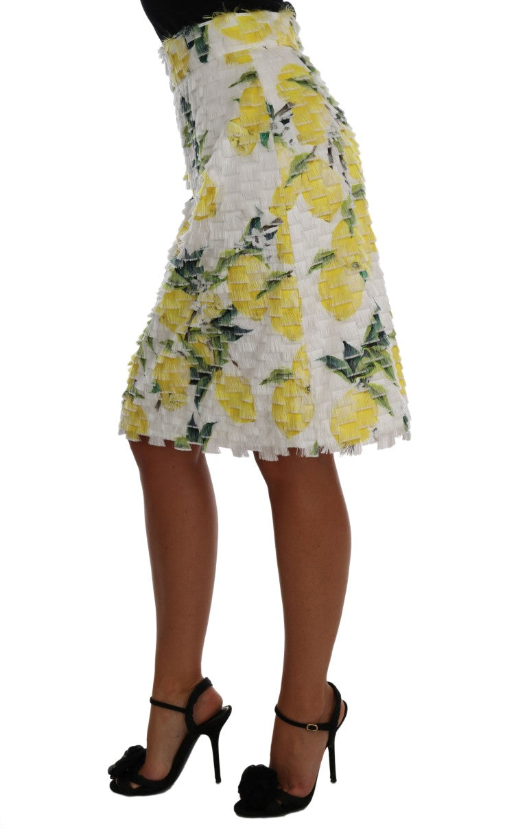 Dolce & Gabbana Lemon Print Fringe Pencil Skirt - The Home of Luxury