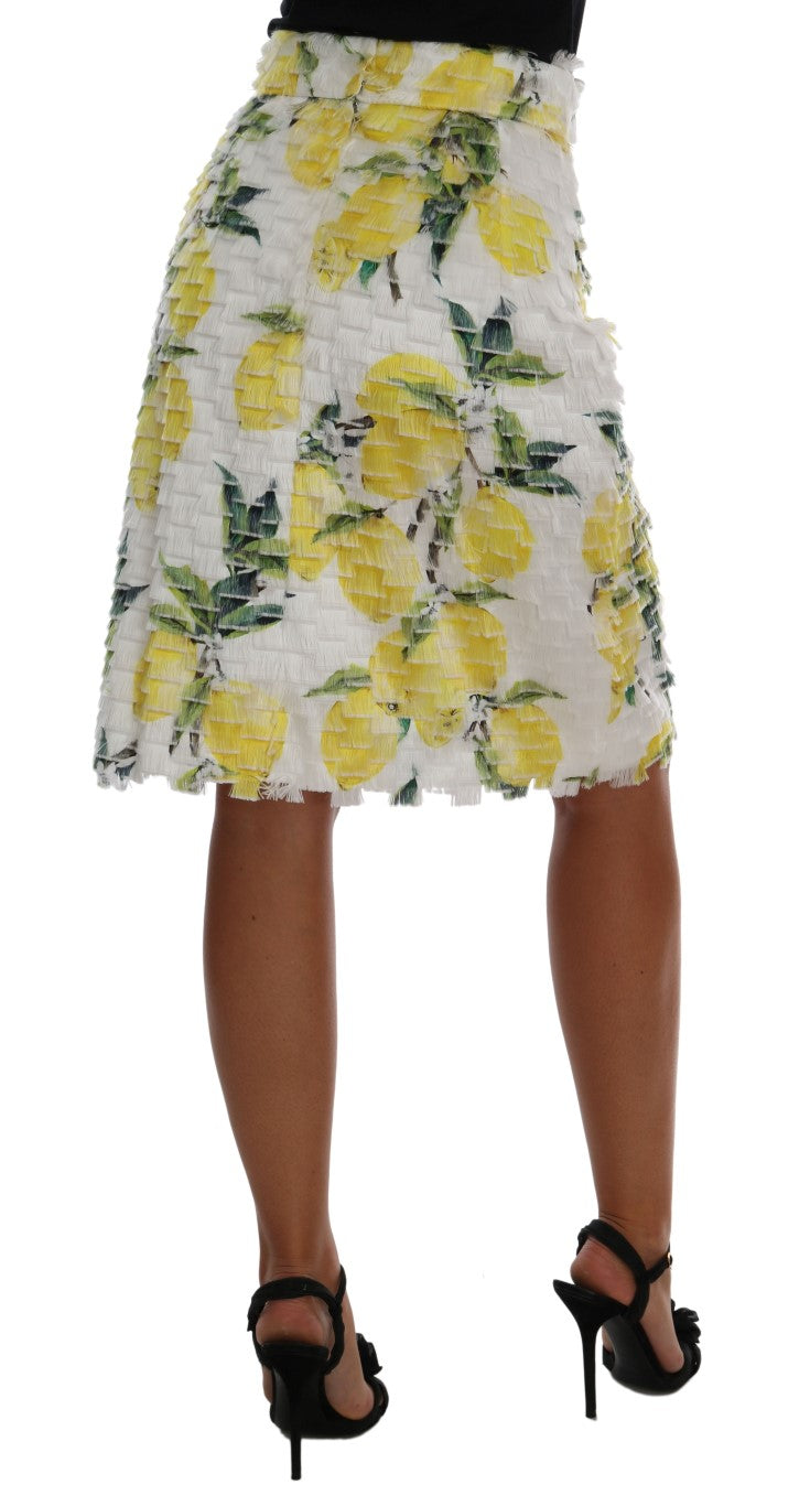 Dolce & Gabbana Lemon Print Fringe Pencil Skirt - The Home of Luxury