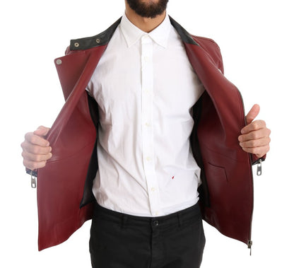 Dolce & Gabbana Radiant Red Leather Biker Motorcycle Jacket - The Home of Luxury