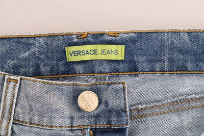 Versace Jeans Chic Light Blue Torn Slim Fit Jeans - The Home of Luxury