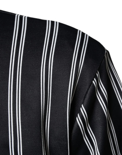 Dolce & Gabbana Black White Stripes Full Zip DNA Milano Men Sweater