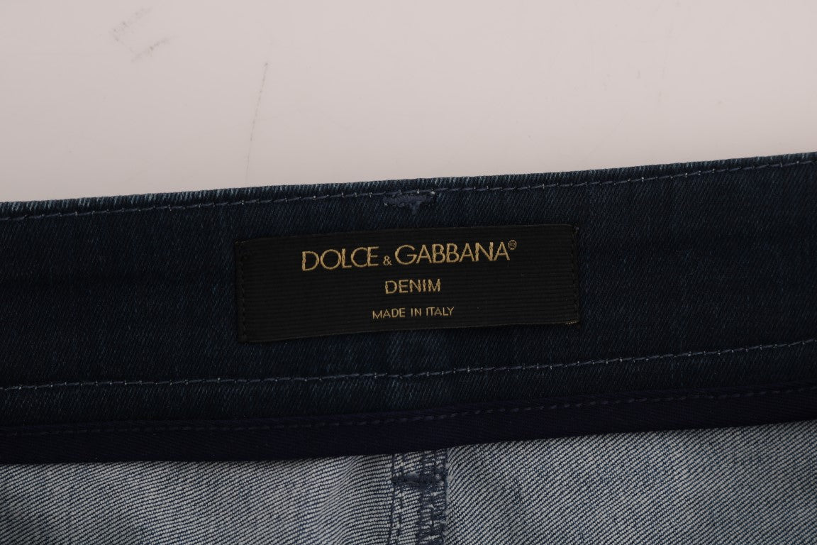 Dolce & Gabbana Chic Blue Denim Mini Skirt - The Home of Luxury