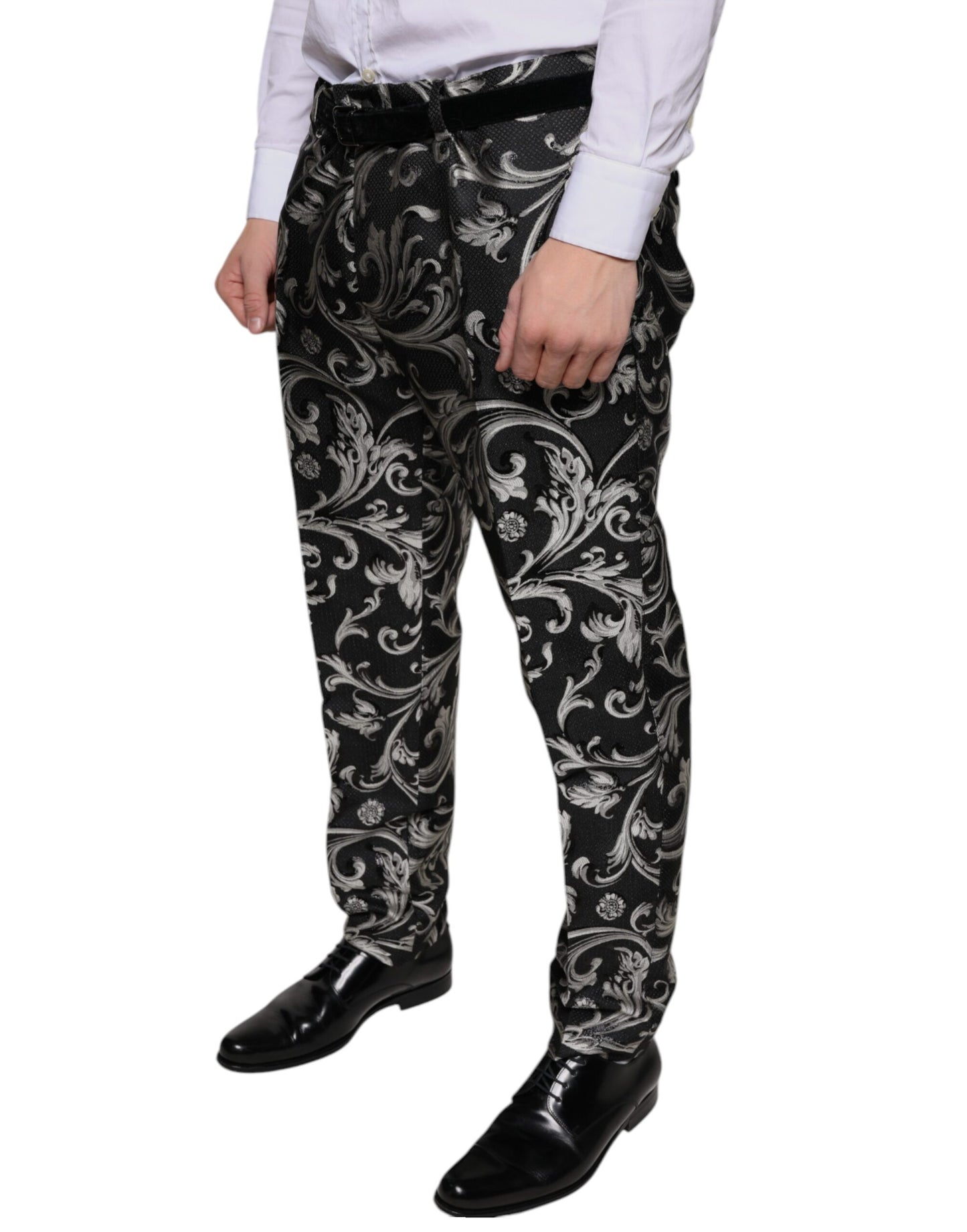 Dolce & Gabbana Black Jacquard Skinny Dress Pants