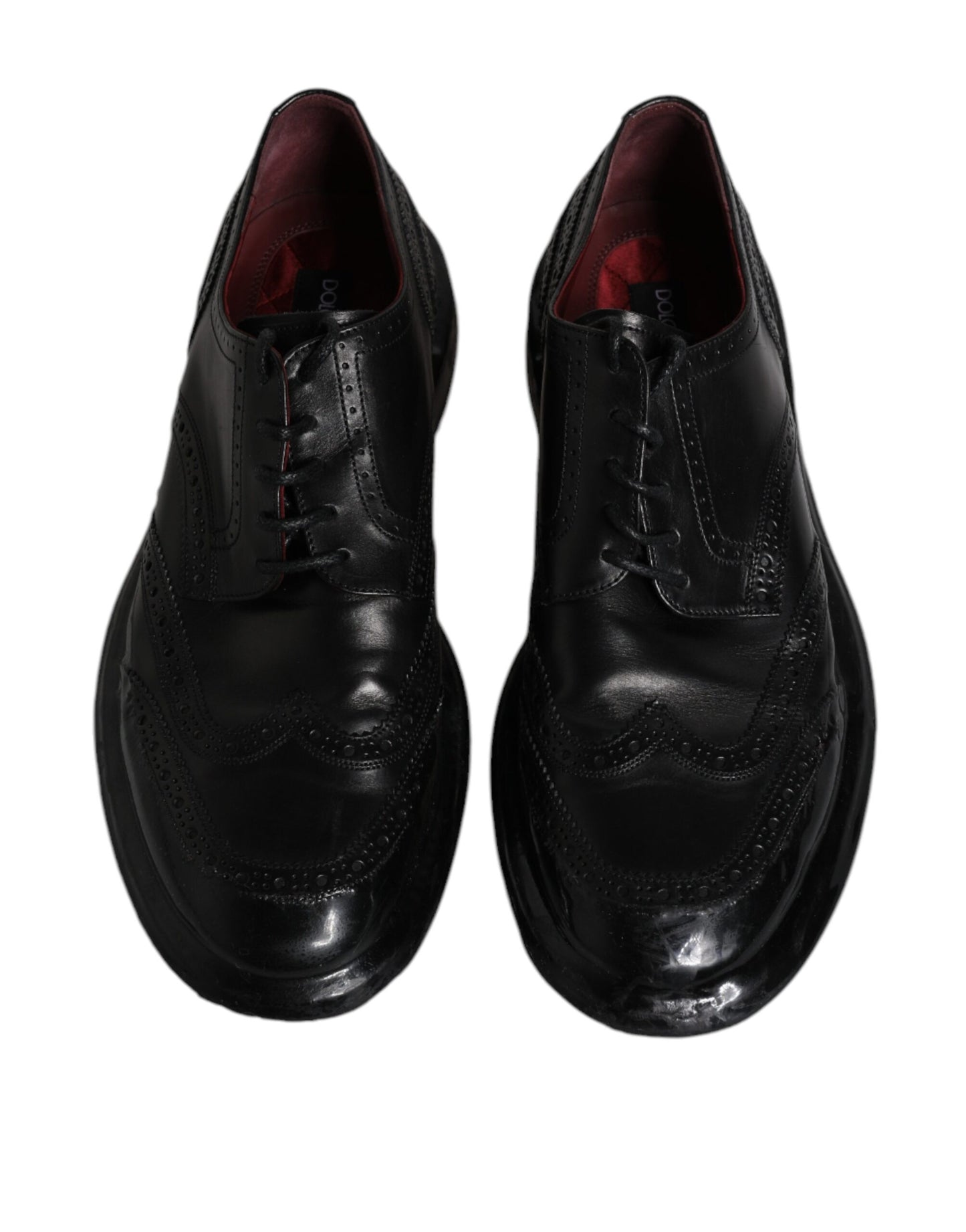 Dolce & Gabbana Black Leather Derby Wingtip Formal Shoes