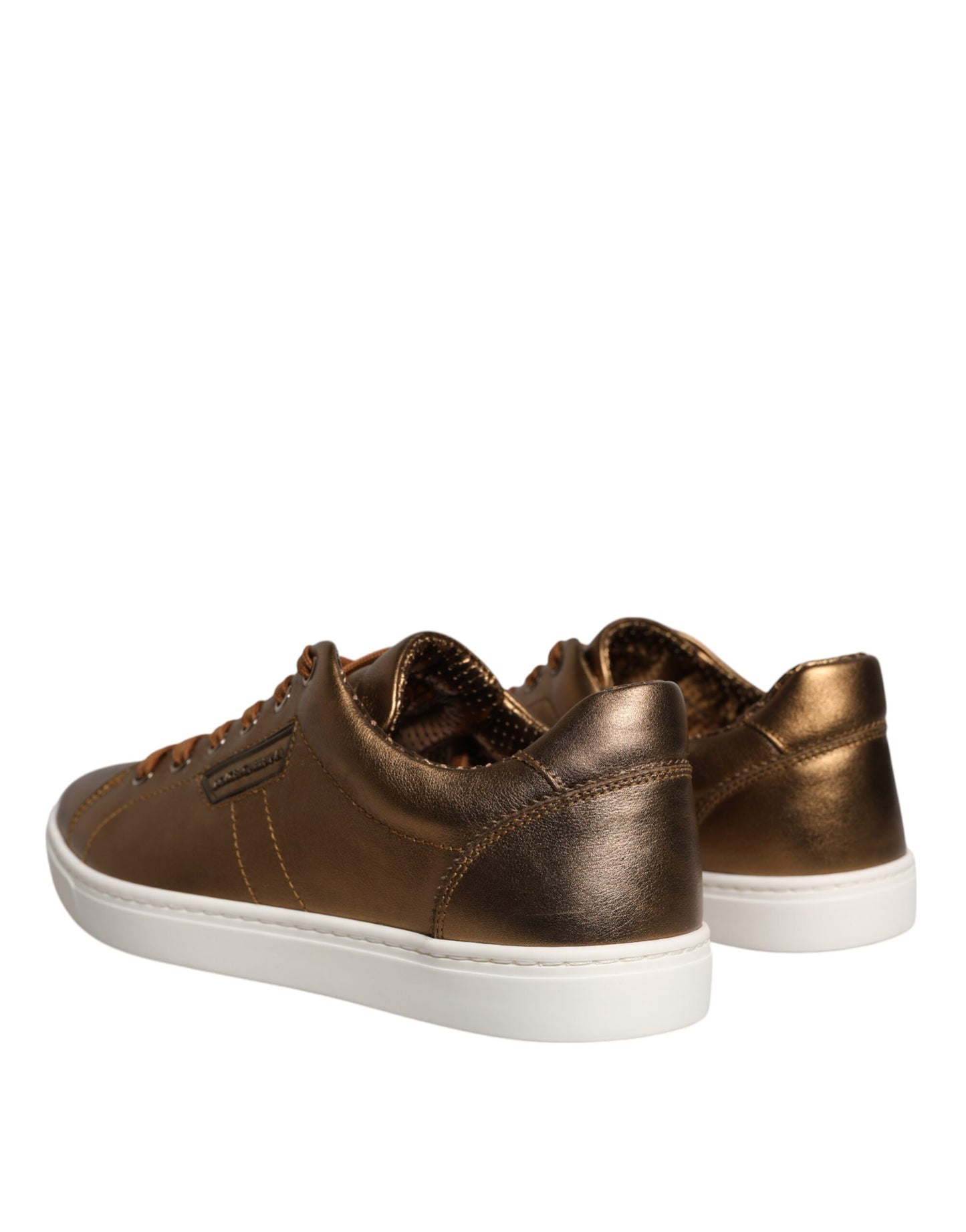 Dolce & Gabbana Gold Leather Logo London Men Sneaker Shoes