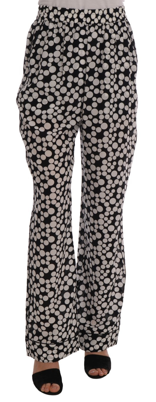 Dolce & Gabbana Elegant Polka Dot Silk High-Waist Pants - The Home of Luxury