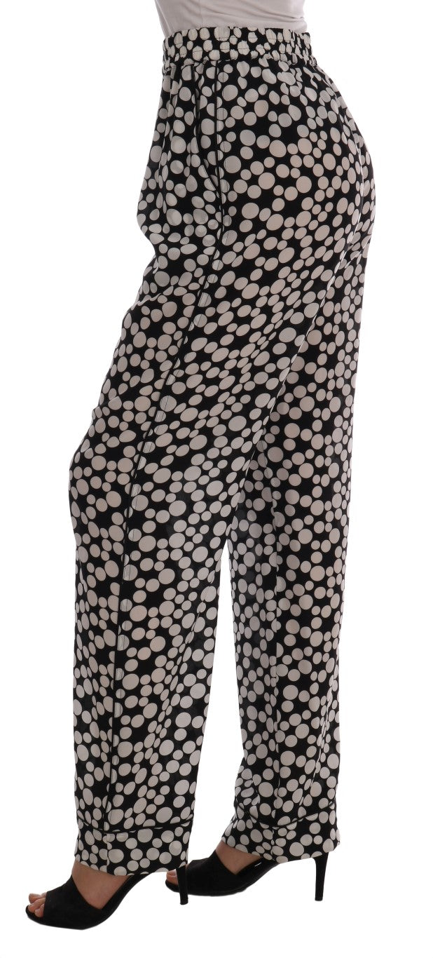 Dolce & Gabbana Elegant Polka Dot Silk High-Waist Pants - The Home of Luxury